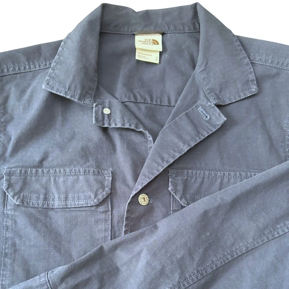 The North Face Mens Navy Blue Ripstop Utility Snap Front Shirt Jacket Size M